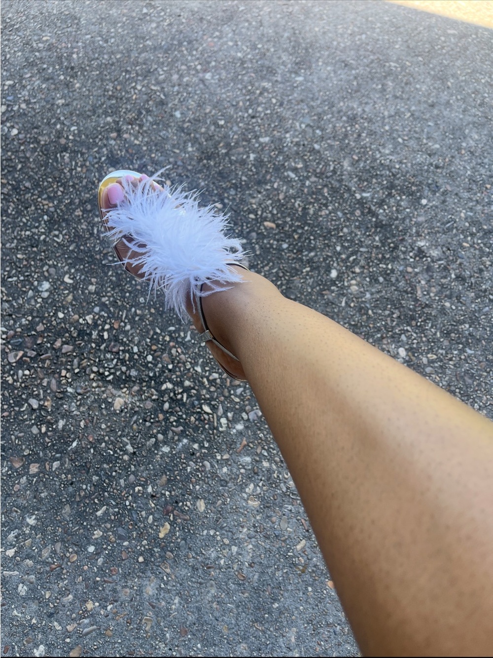 Feather Trim White Slingback Heels - Women's Dress Sandals - Nine West - Picture 3 of 7